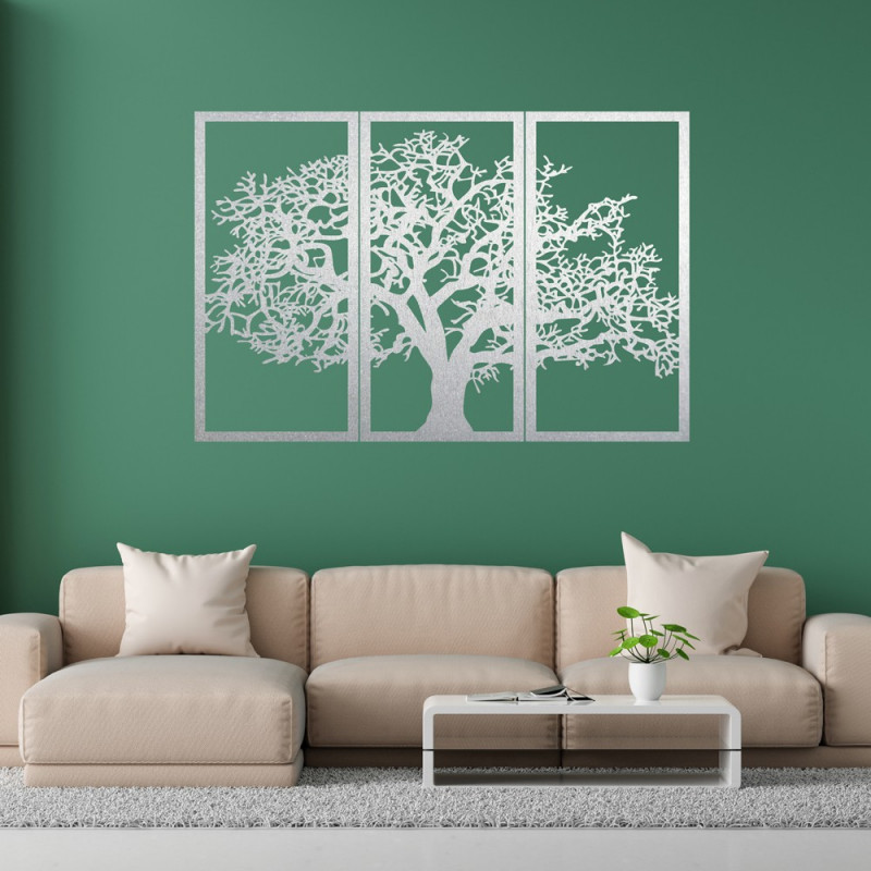 Wandbild „Baum des Lebens“ aus Holz: 3-teiliges Set