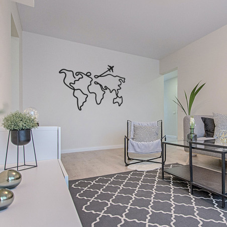 Stilvolle Weltkarte aus Holz als moderne Inneneinrichtung
