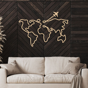 Gestalten Sie die Weltkarte aus Holz an der Wand -...