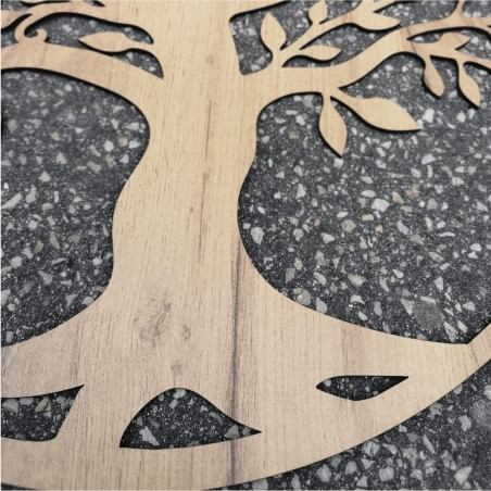Handgefertigte Wanddekoration aus Holz, Symbol des Lebensbaums