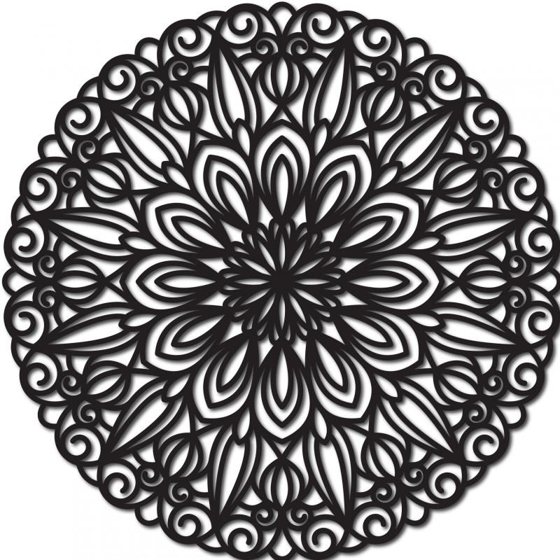 Geschnitztes Mandala aus Holz an der Wand Blume der Zeit | SENTOP