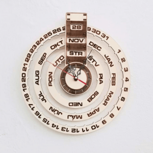 Wanduhr mit Gravur, Holzkalender - JOGBELII