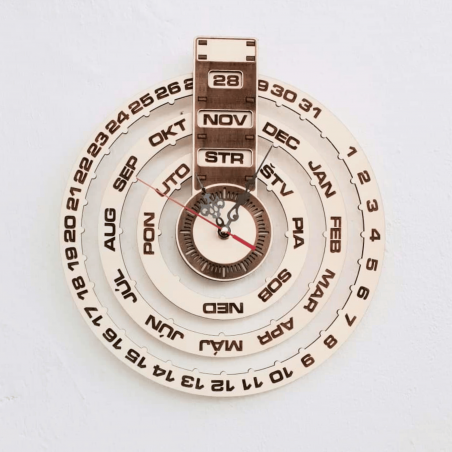 Gravierte Wanduhr, Holzkalender - JOGBELII