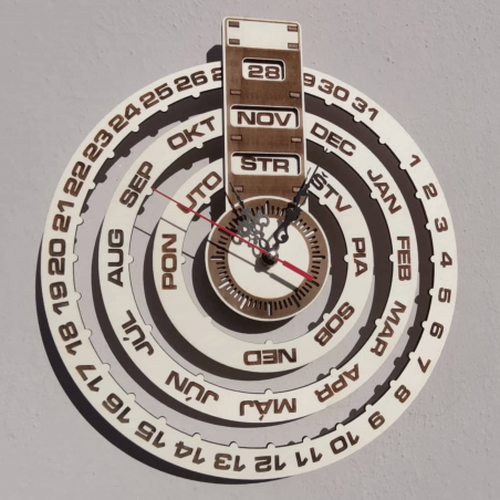 Gravierte Wanduhr, Holzkalender - JOGBELII