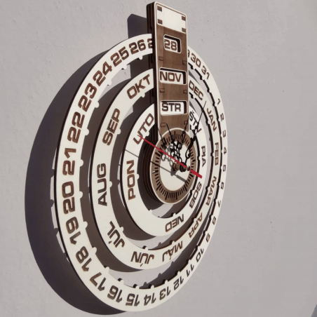 Gravierte Wanduhr, Holzkalender - JOGBELII