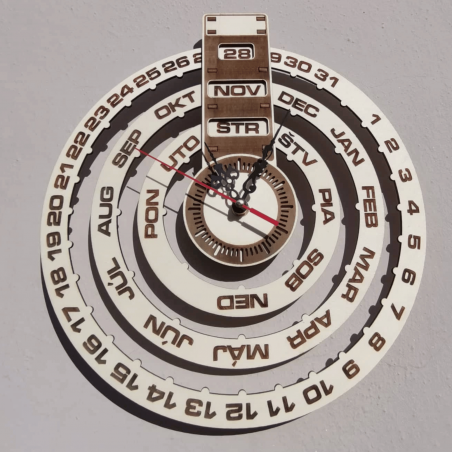 Gravierte Wanduhr, Holzkalender - JOGBELII