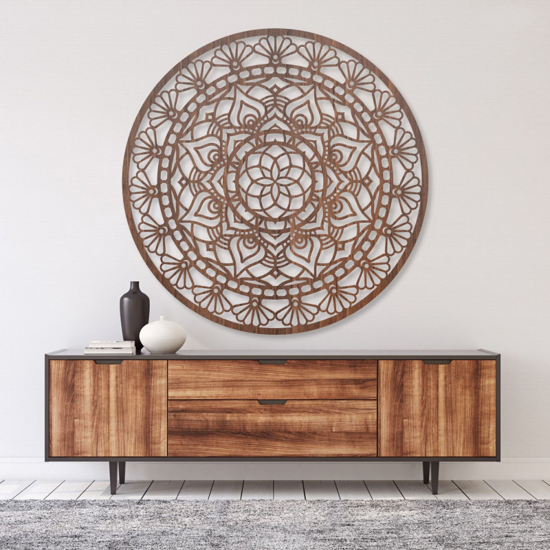 Hölzernes Mandala des Friedens – dekoratives Symbol des Gleichgewichts I SENTOP
