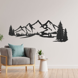 Wanddekoration aus Holz – Bergpanorama 2