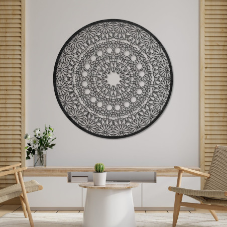 Elegantes Mandala-Gemälde aus Holz für ein modernes Zuhause