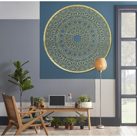Elegantes Mandala-Gemälde aus Holz für ein modernes Zuhause