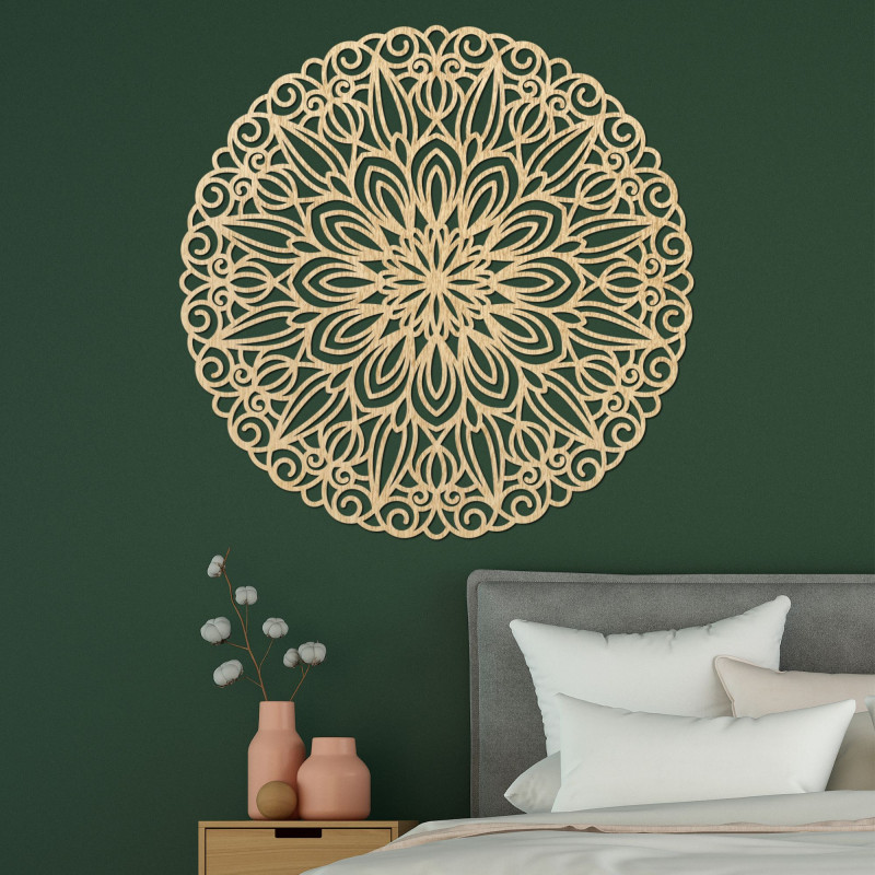 Elegantes Holzmandala an der Wand - SOFIS