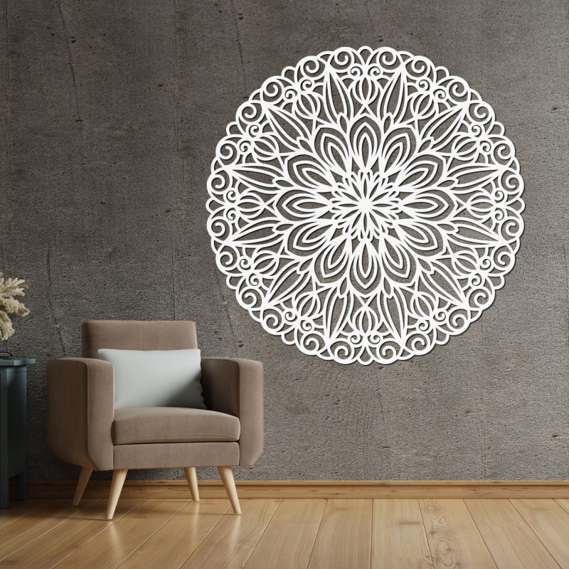 Elegantes Holzmandala an der Wand - SOFIS