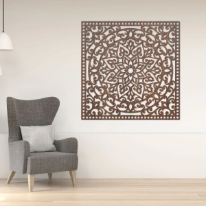 Wandbild aus Holz quadratisch - orientalisches Mandala