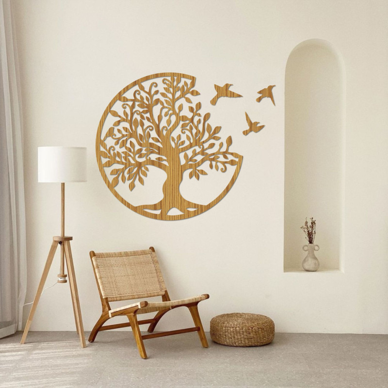 Gemälde „Baum des Lebens“ mit fliegenden Vögeln...