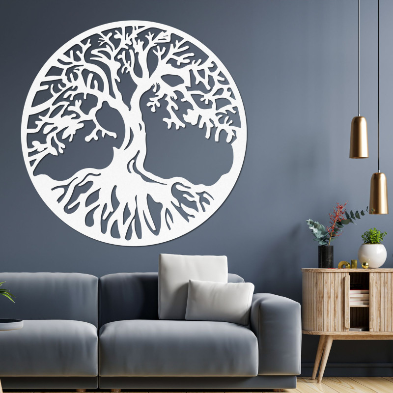 Lebensbaum aus Holz an der Wand mit elegantem, natürlichem Design