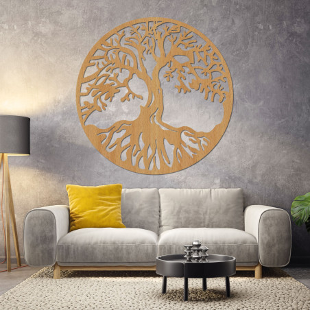 Modernes Holzbild des Lebensbaums für ein harmonisches Interieur