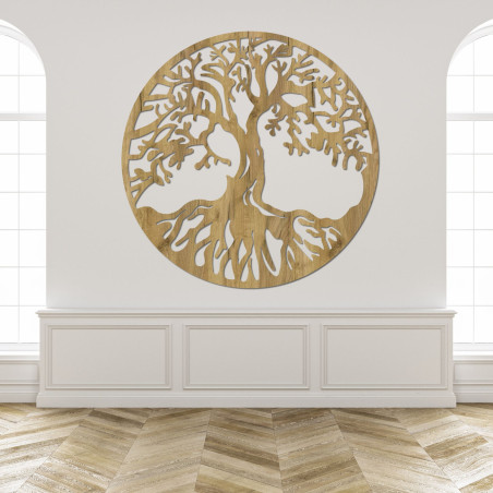 Modernes Holzbild des Lebensbaums für ein harmonisches Interieur