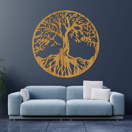 Modernes Holzbild des Lebensbaums für ein harmonisches Interieur