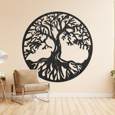 Modernes Holzbild des Lebensbaums für ein harmonisches Interieur