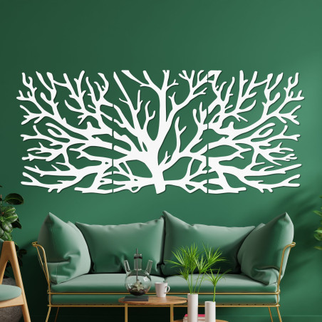 Dreiteiliges Holzbild – Majestätischer Baum mit Ästen, Waldtriptychon, natürliche Wanddekoration