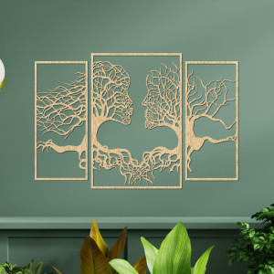 Prunkvolle Wandmalerei mit Gesichtern und Bäumen, moderne Wandmalerei, Wohnzimmermalerei 2