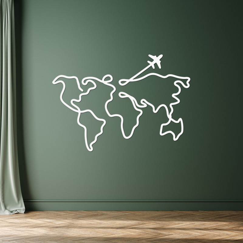 Stilvolle Weltkarte aus Holz als moderne Inneneinrichtung