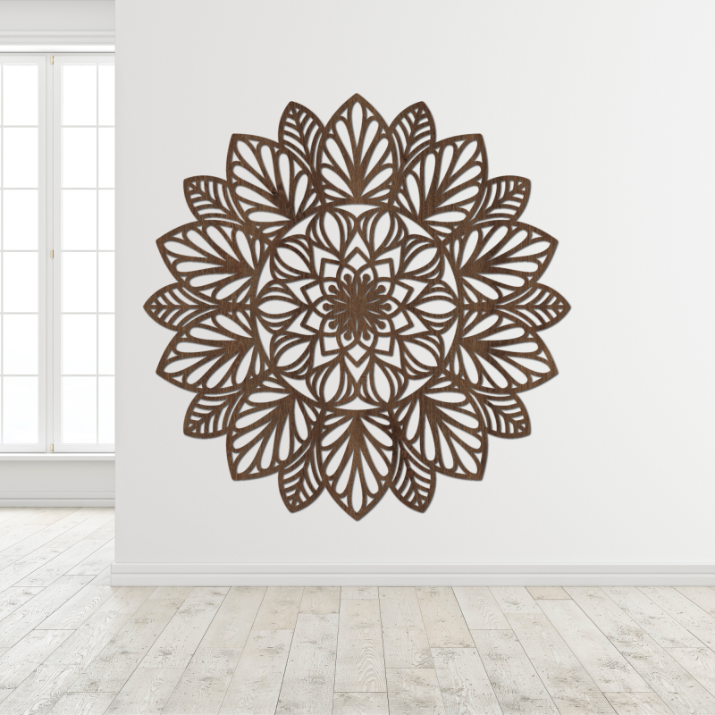 Hölzernes Mandala an der Wand - LOTUS