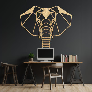 Geometrische Wanddekoration aus Holz in Form eines Elefanten im modernen minimalistischen Stil