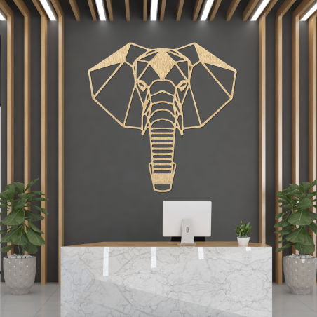Geometrische Wanddekoration aus Holz in Form eines Elefanten im modernen minimalistischen Stil