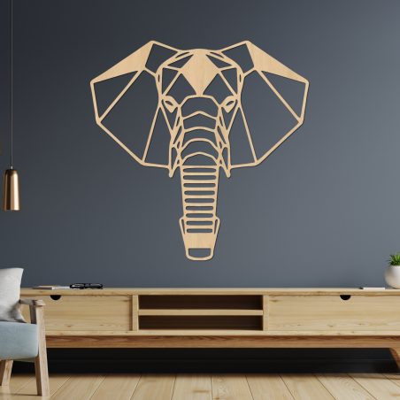 Geometrische Wanddekoration aus Holz mit Elefantenmotiv im modernen Stil