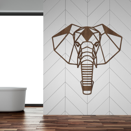 Geometrische Wanddekoration aus Holz mit Elefantenmotiv im modernen Stil