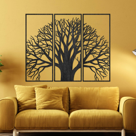 Wandbild aus Holz - dreiteiliges Bild mit Baum- und Astmotiv