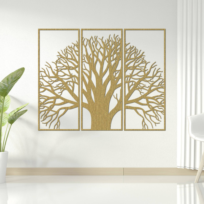Ein dreiteiliges Designer-Baumgemälde für ein harmonisches Interieur