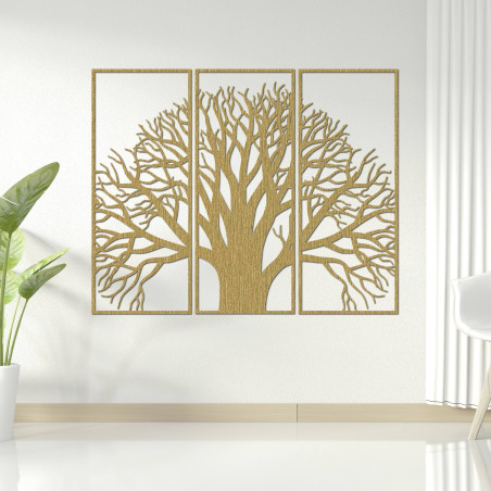Ein dreiteiliges Designer-Baumgemälde für ein harmonisches Interieur