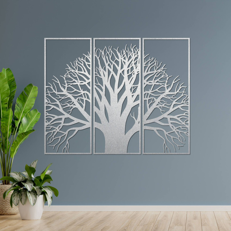 Wandbild aus Holz - dreiteiliges Bild mit Baum- und Astmotiv