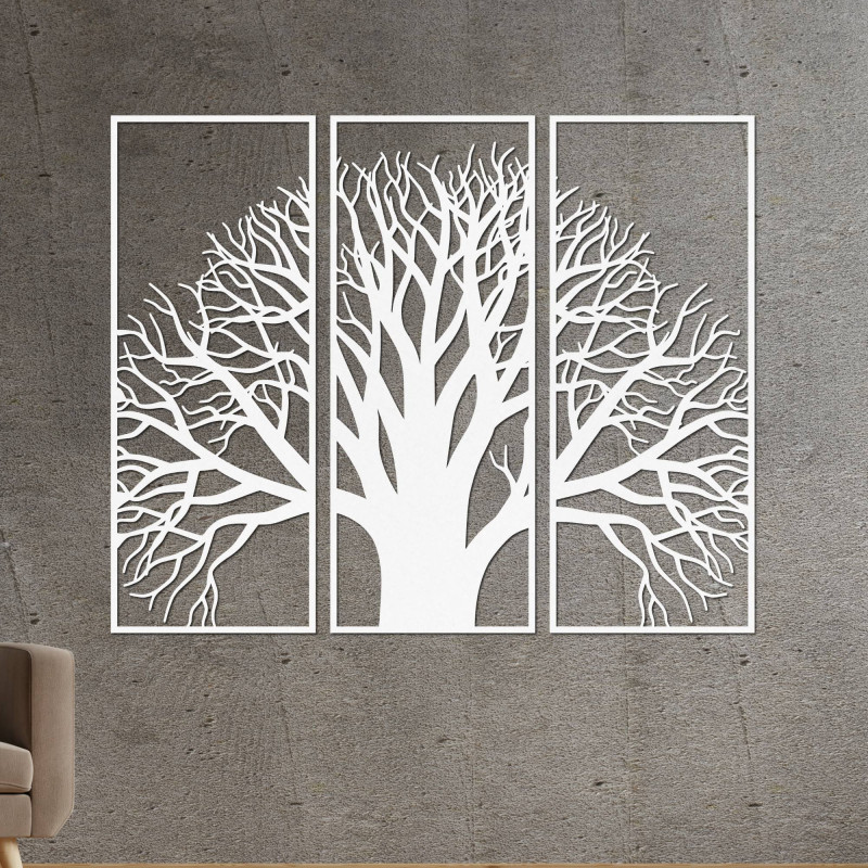Ein dreiteiliges Designer-Baumgemälde für ein harmonisches Interieur