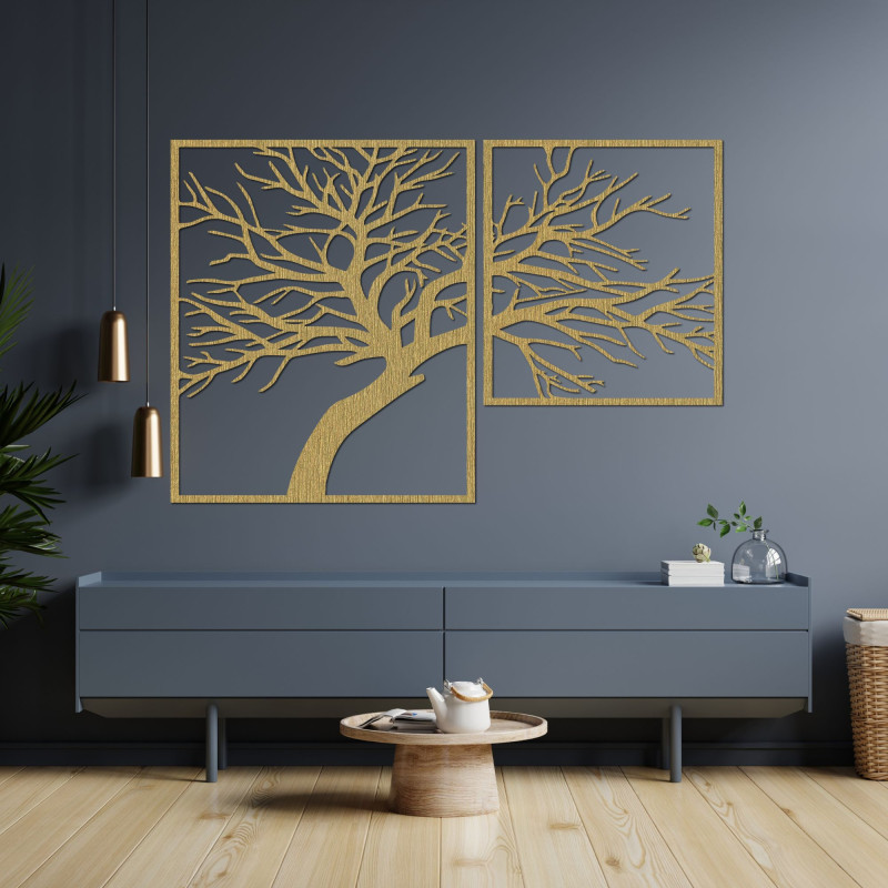 Mehrteiliges Holzbild mit Baummotiv –...