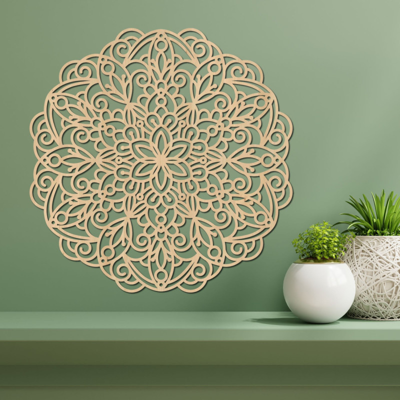Mandala aus Holz für die Wand – handgeschnitztes Holzgemälde