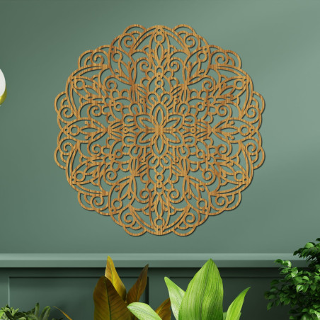 Großes hölzernes Mandala, Wandmalerei