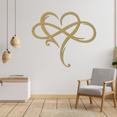 Wandbild in Herzform aus Holz – Unendliche Liebe
