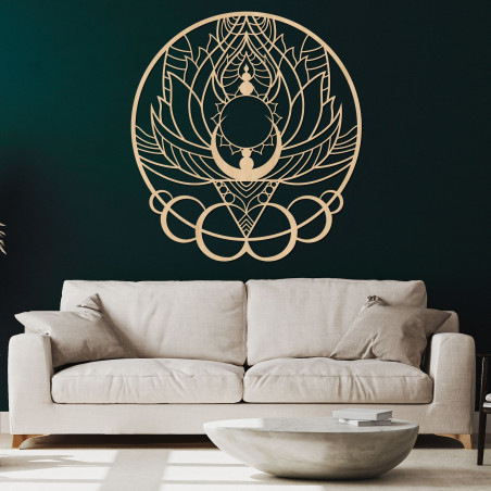 Künstlerische Holzdekoration Mandala Blume und Sonne