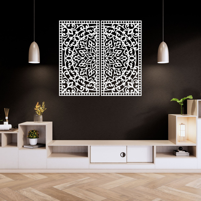 Mandala-Wanddekorationsset – Dekoratives Holzbild, 2-teilig