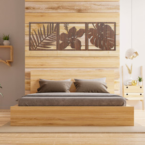 Das Bild Palmenblatt, Hibiskusblüte, Monstera-Blatt -... 2