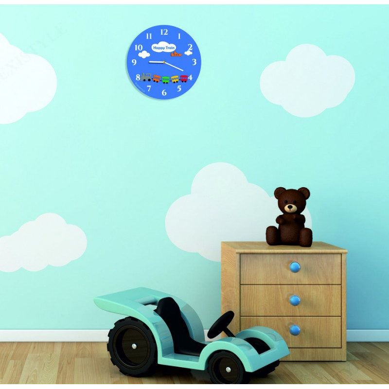 Kinderwanduhr mit blauem Zifferblatt