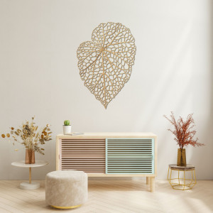 Holzbild mit Blattmotiv im minimalistischen Stil für ein modernes und harmonisches Interieur 2