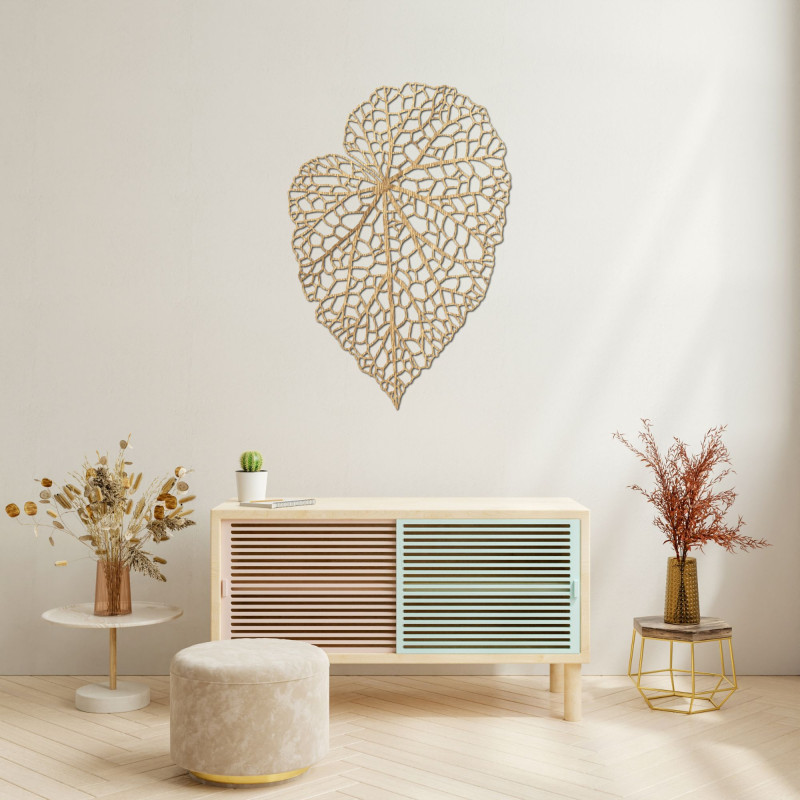 Holzbild mit Blattmotiv im minimalistischen Stil für ein modernes und harmonisches Interieur