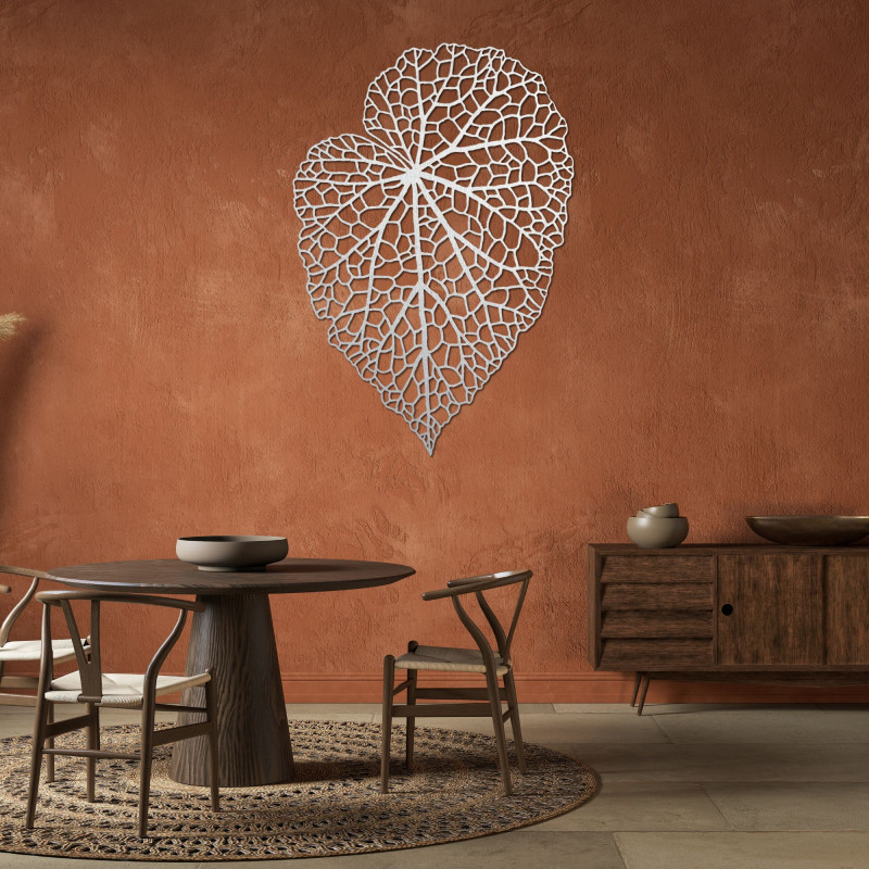 Holzbild mit Blattmotiv im minimalistischen Stil für ein modernes und harmonisches Interieur