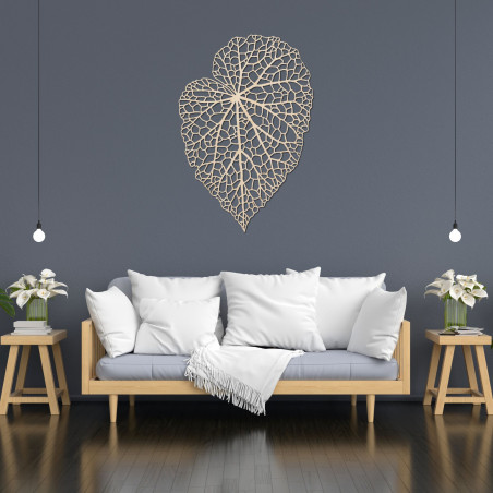 Holzbild mit Blattmotiv im minimalistischen Stil für ein modernes und harmonisches Interieur