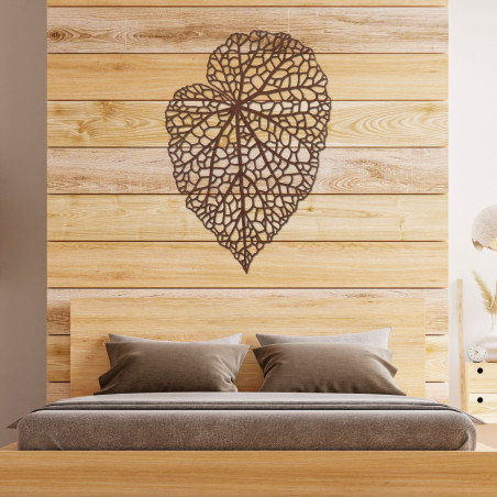 Holzbild mit Blattmotiv im minimalistischen Stil für ein modernes und harmonisches Interieur