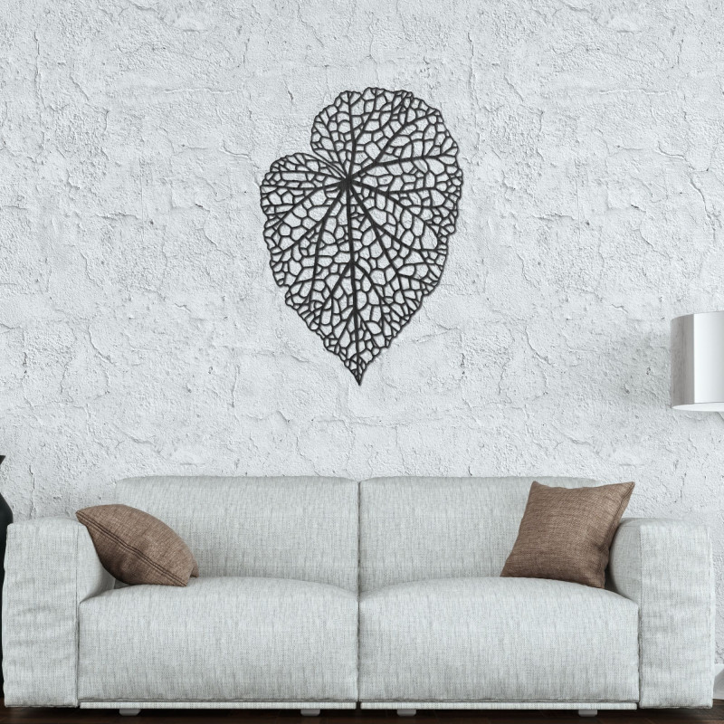 Holzbild mit Blattmotiv im minimalistischen Stil für ein modernes und harmonisches Interieur